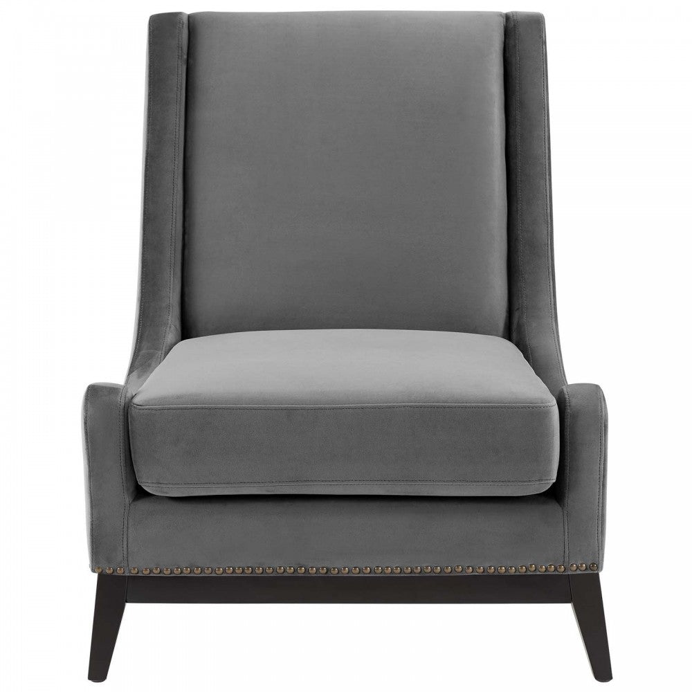 Confident Lounge Chair Upholstered Performance Velvet Set of 2, Gray