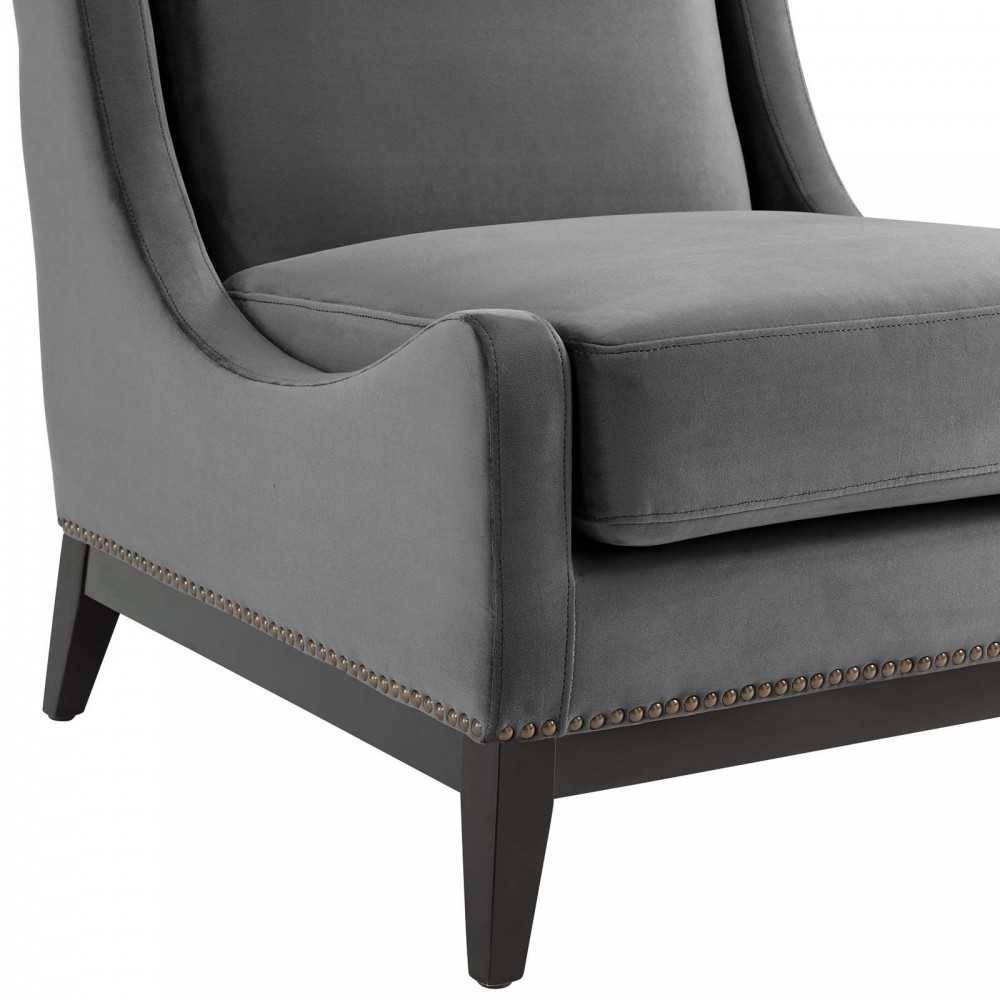 Confident Lounge Chair Upholstered Performance Velvet Set of 2, Gray