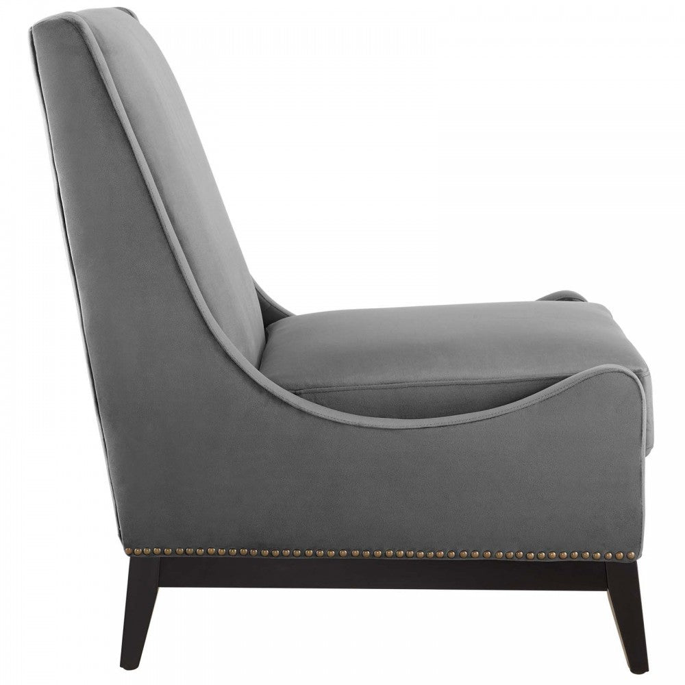 Confident Lounge Chair Upholstered Performance Velvet Set of 2, Gray