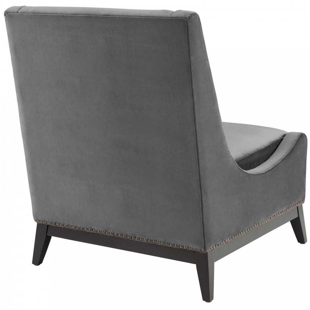 Confident Lounge Chair Upholstered Performance Velvet Set of 2, Gray
