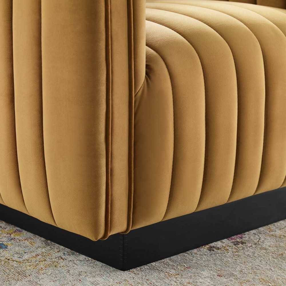 Conjure Channel Tufted Performance Velvet Accent Armchair, Cognac