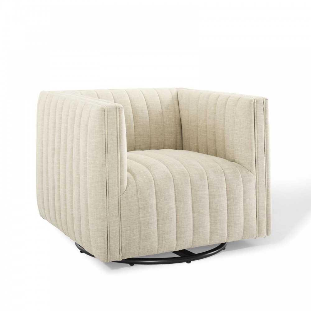 Conjure Tufted Swivel Upholstered Armchair, Beige