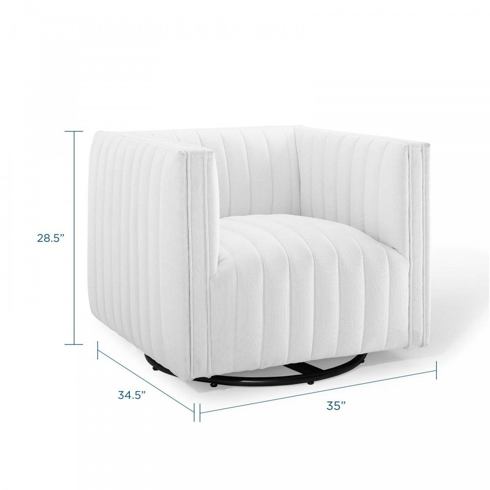 Conjure Tufted Swivel Upholstered Armchair, White