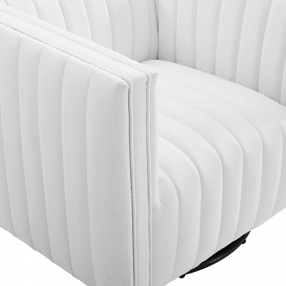Conjure Tufted Swivel Upholstered Armchair, White