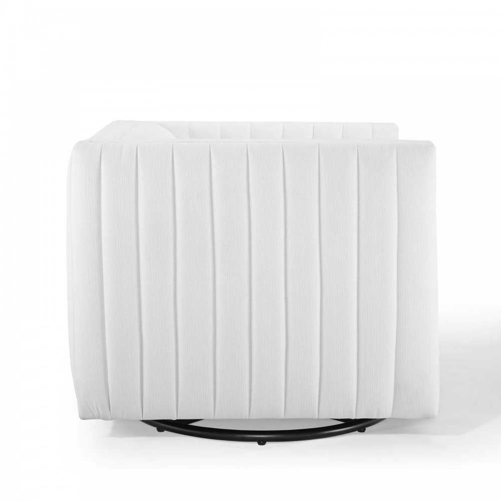 Conjure Tufted Swivel Upholstered Armchair, White