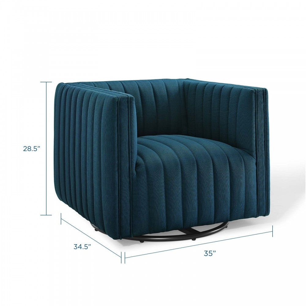 Conjure Tufted Swivel Upholstered Armchair, Azure