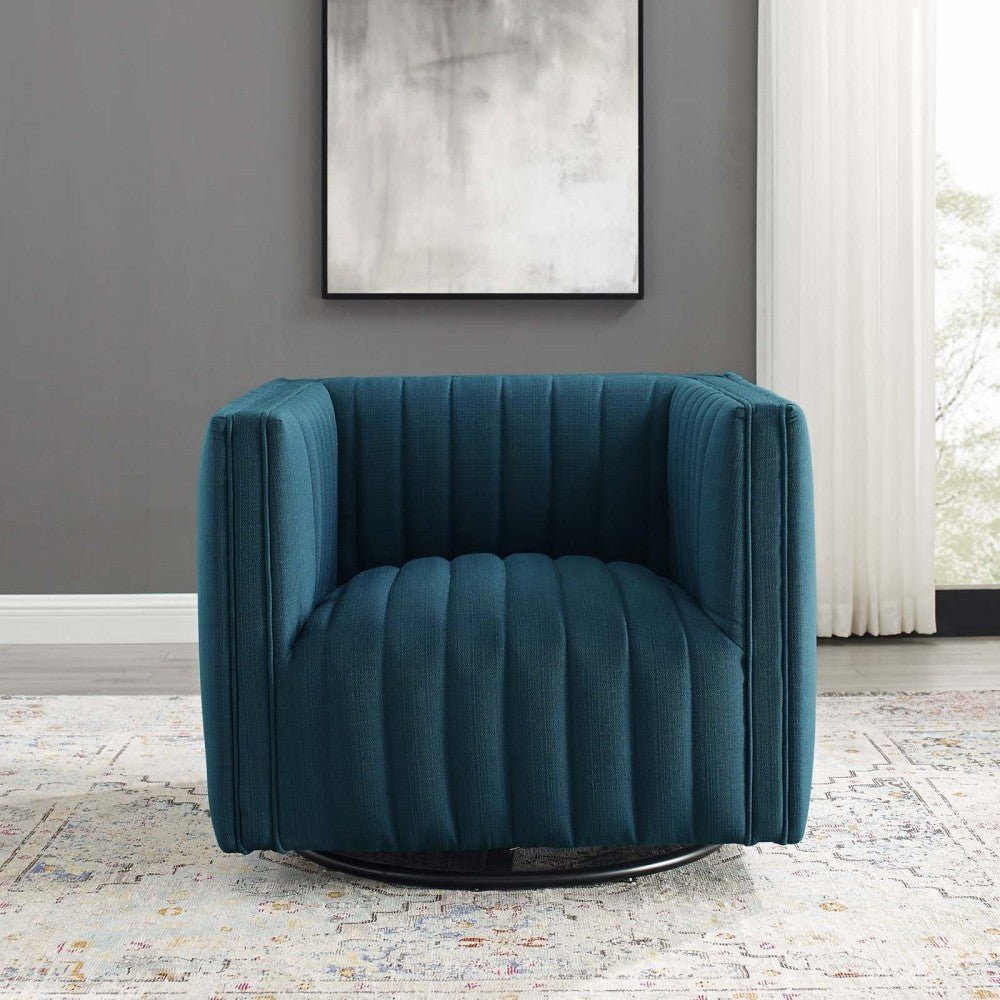 Conjure Tufted Swivel Upholstered Armchair, Azure