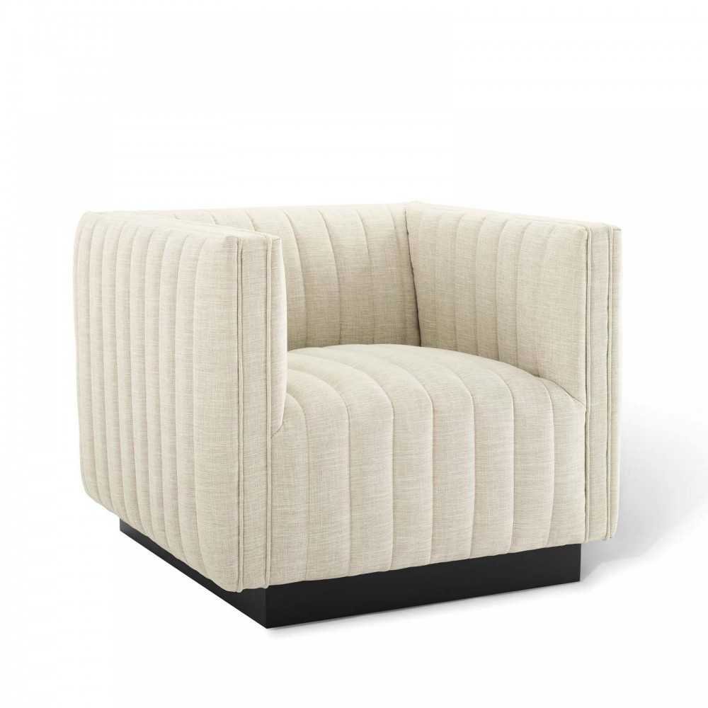 Conjure Tufted Upholstered Fabric Armchair, Beige