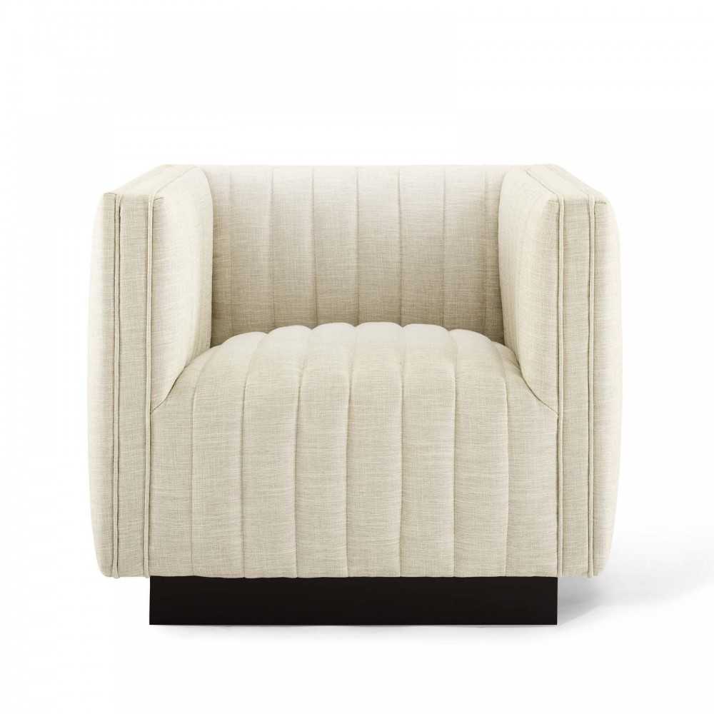 Conjure Tufted Upholstered Fabric Armchair, Beige