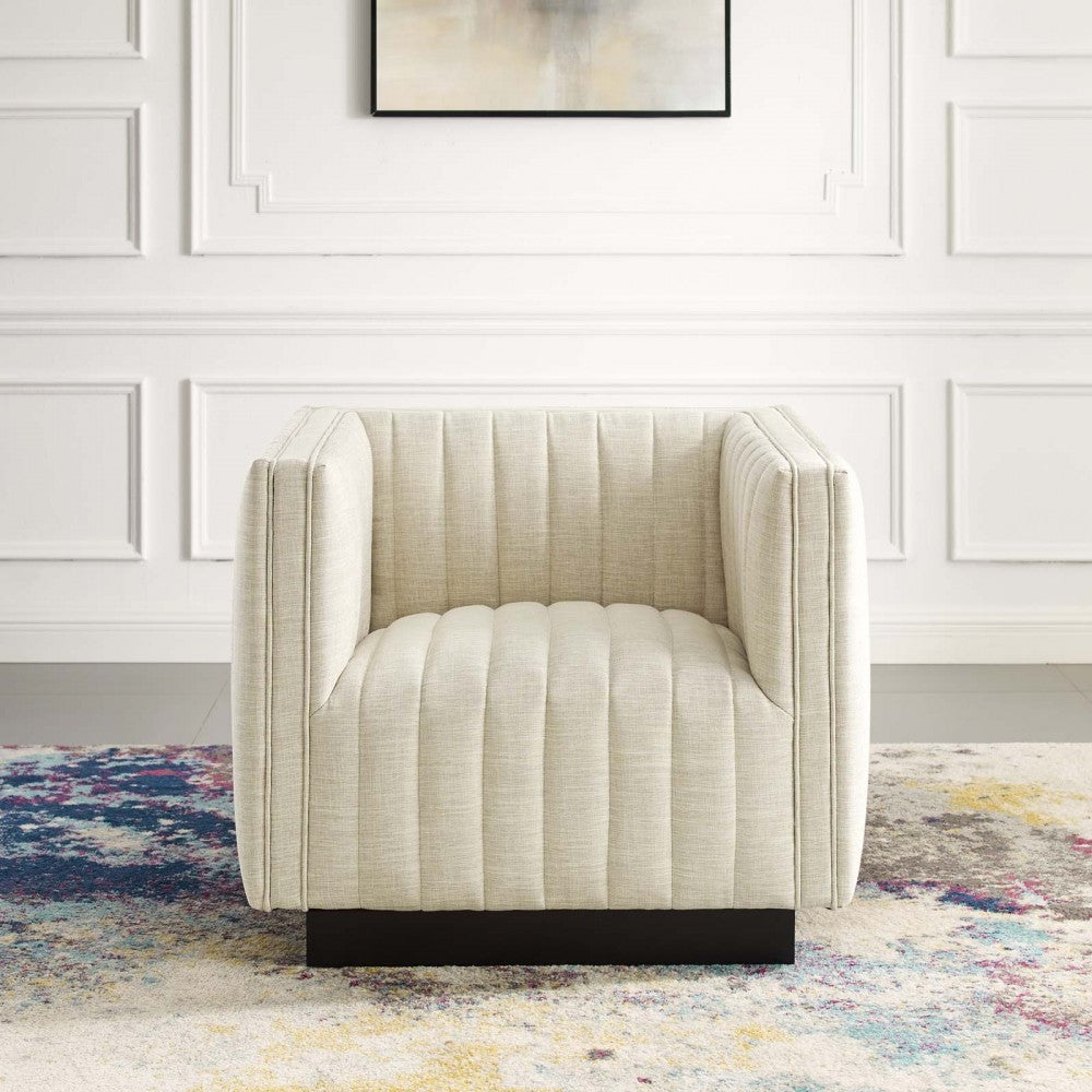 Conjure Tufted Upholstered Fabric Armchair, Beige