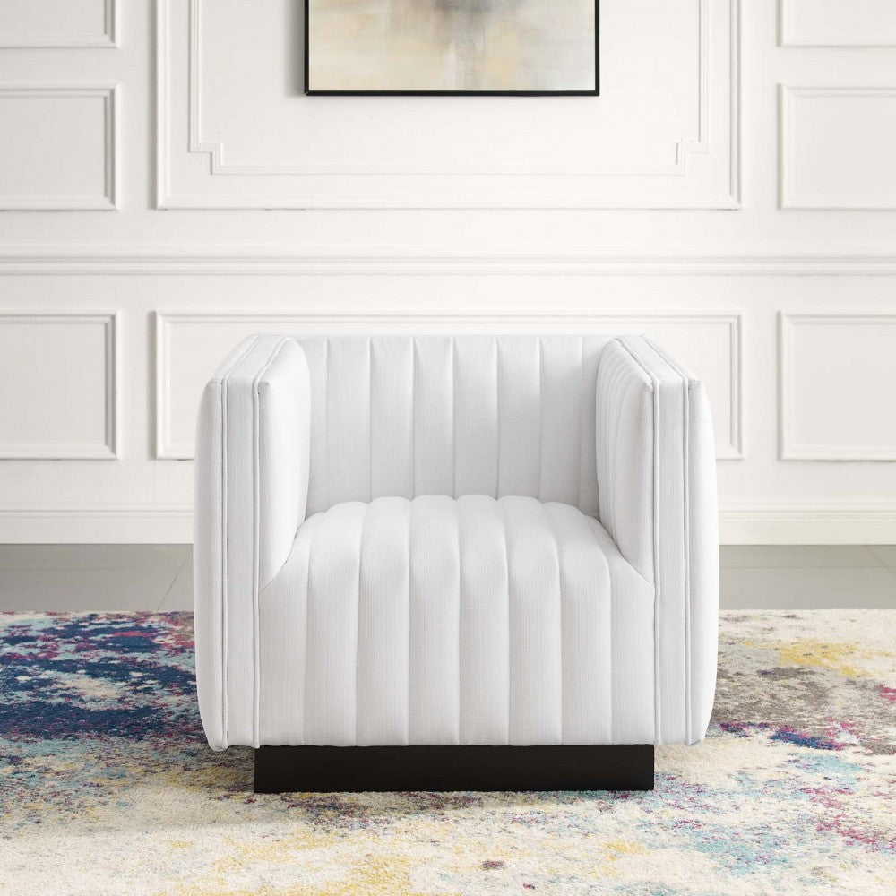 Conjure Tufted Upholstered Fabric Armchair, White