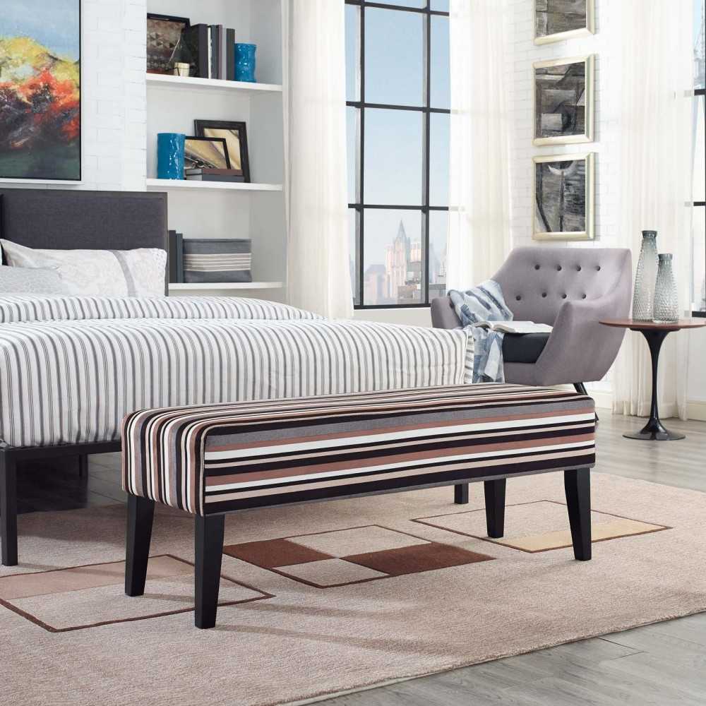 Connect Upholstered Fabric Bench, Stripe