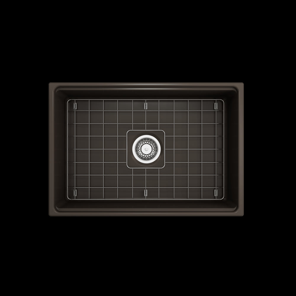 Contempo Step-Rim Apron Front Fireclay 27 in. in Matte Brown