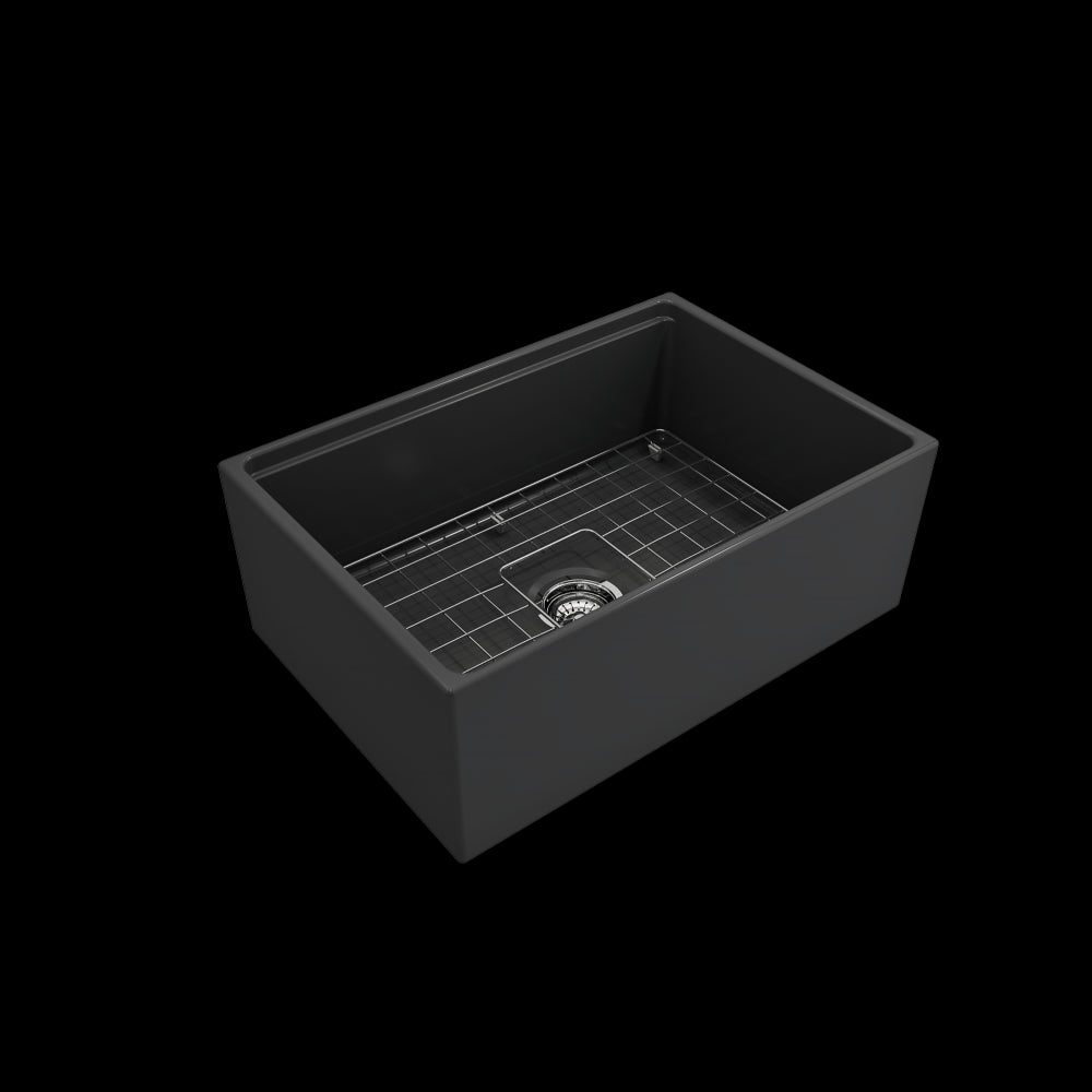 Contempo Step-Rim Apron Front Fireclay 27 in. in Matte Dark Gray