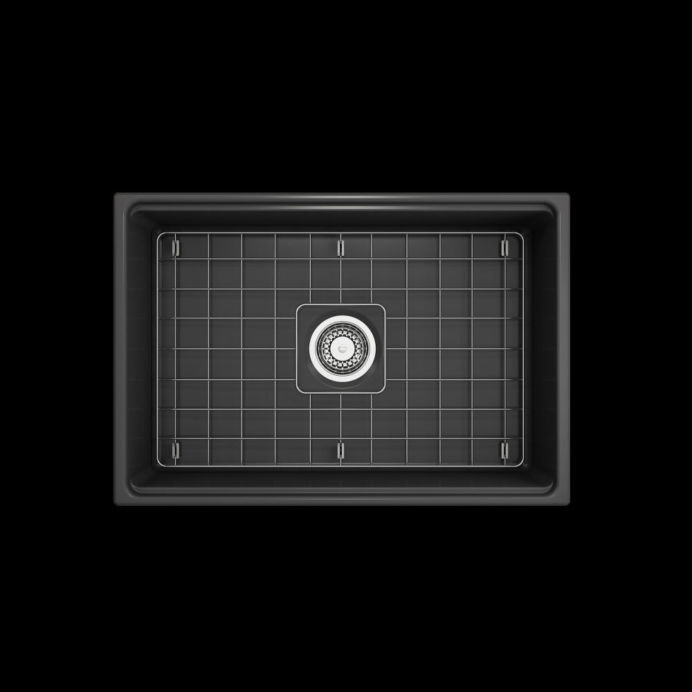 Contempo Step-Rim Apron Front Fireclay 27 in. in Matte Dark Gray