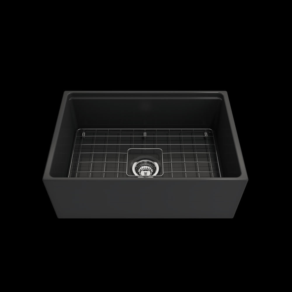 Contempo Step-Rim Apron Front Fireclay 27 in. in Matte Dark Gray
