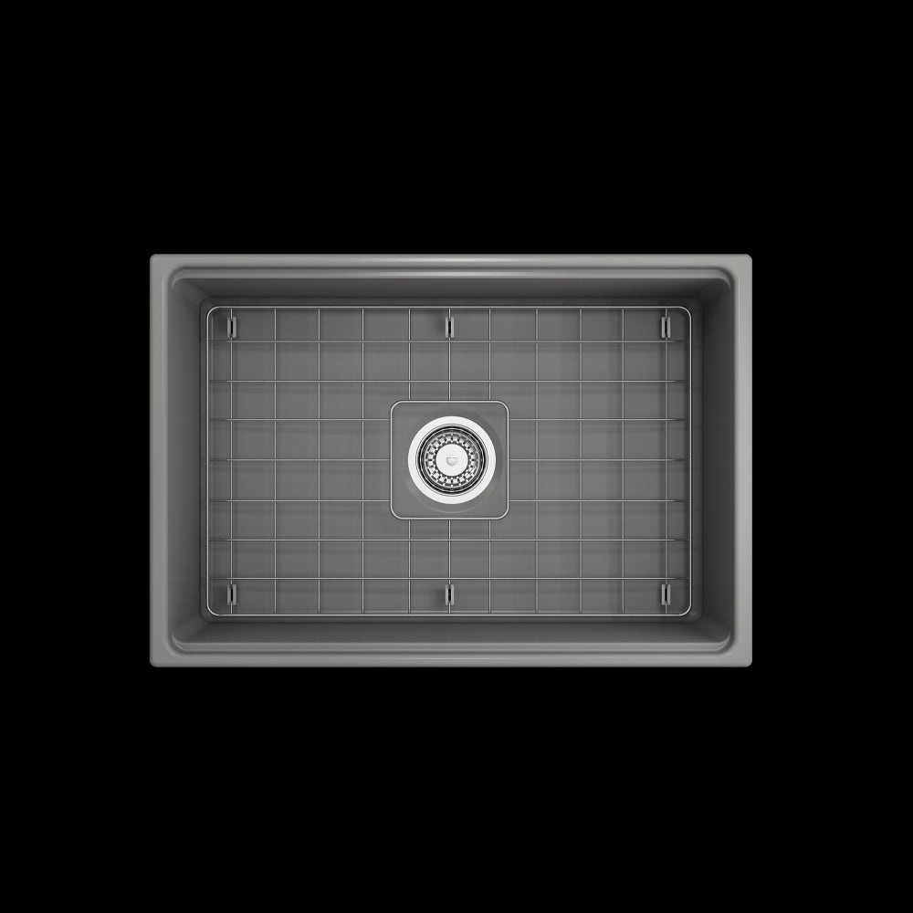 Contempo Step-Rim Apron Front Fireclay 27 in. in Matte Gray