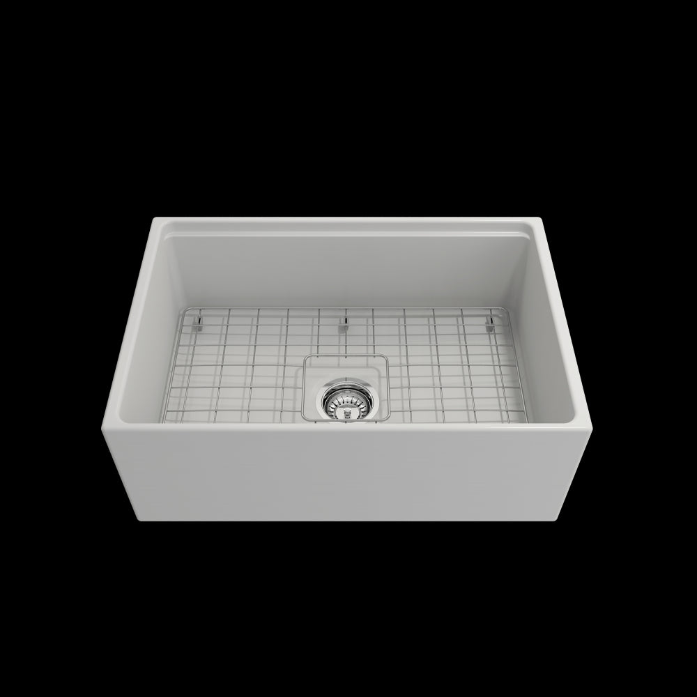 Contempo Step-Rim Apron Front Fireclay 27 in. in Matte White