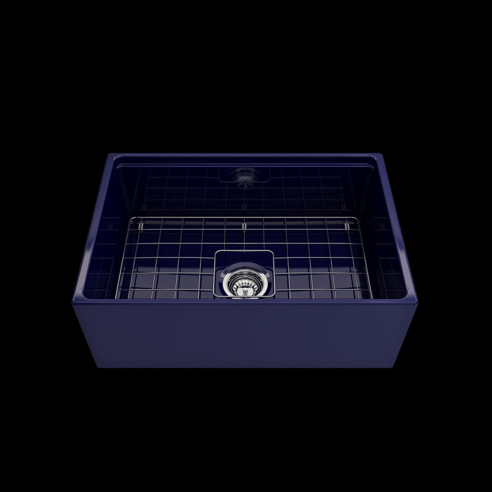 Contempo Step-Rim Apron Front Fireclay 27 in. in Sapphire Blue