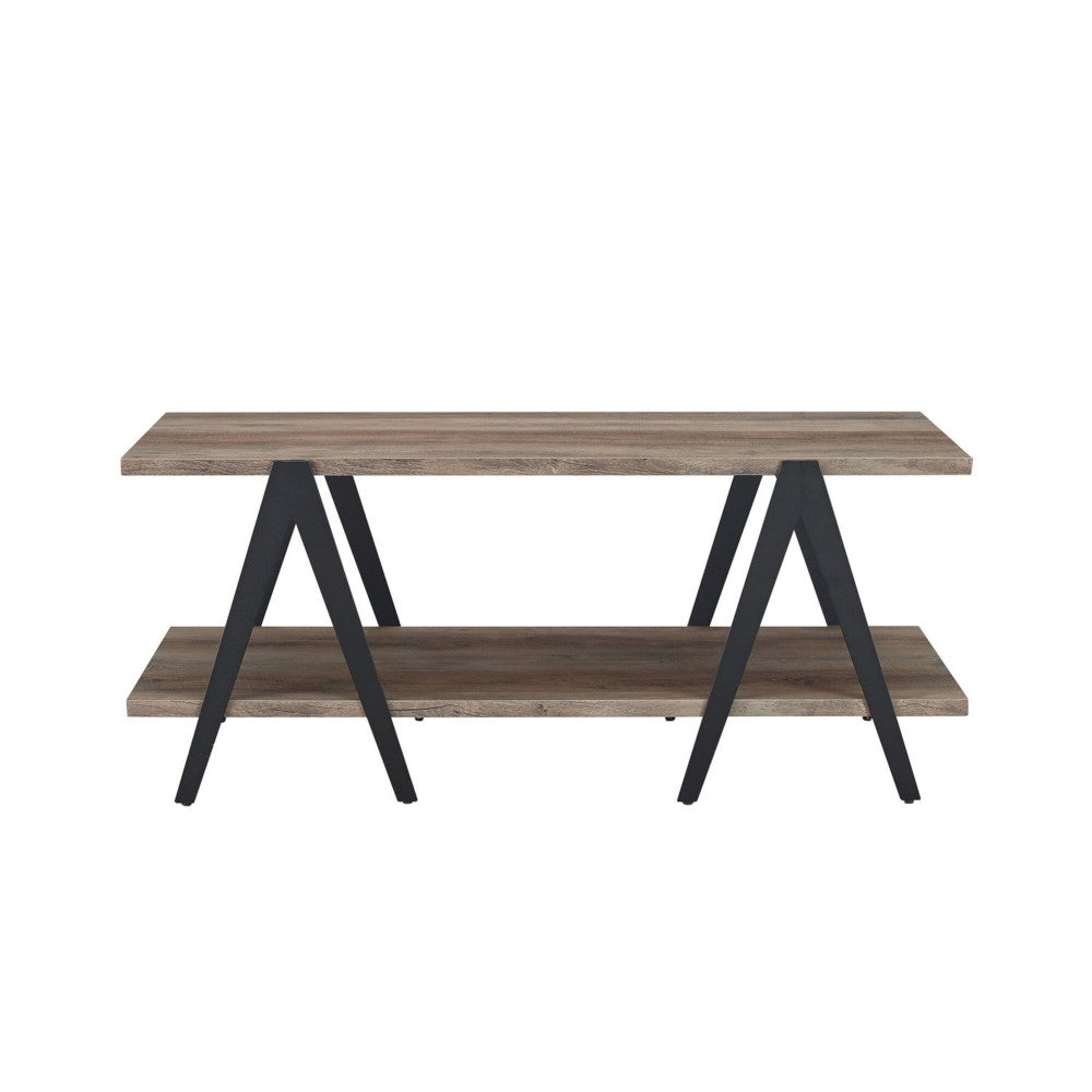 Contemporary 2-Tier A-Leg TV Stand for TVs up to 55" - Gray Wash