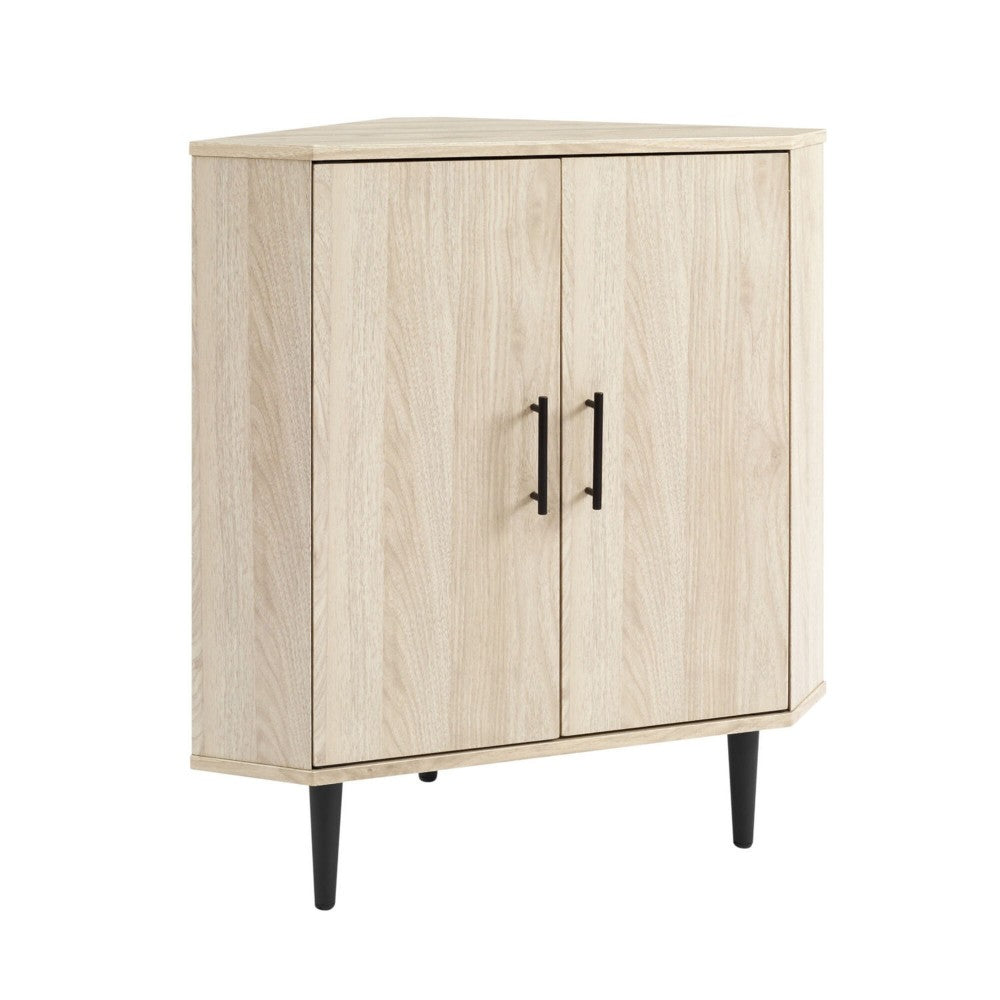 Contemporary Double Door Corner Accent Cabinet - Birch
