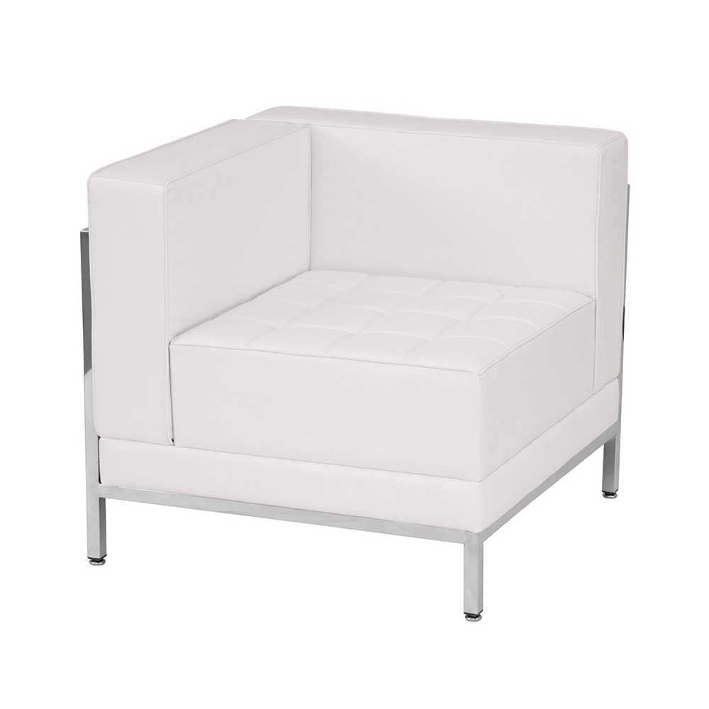 Contemporary Melrose White LeatherSoft Left Corner Chair with Encasing Frame