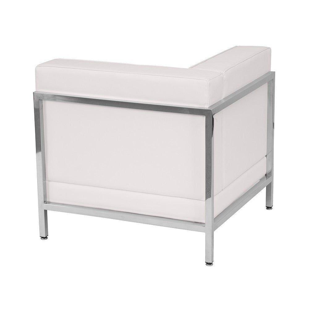 Contemporary Melrose White LeatherSoft Left Corner Chair with Encasing Frame