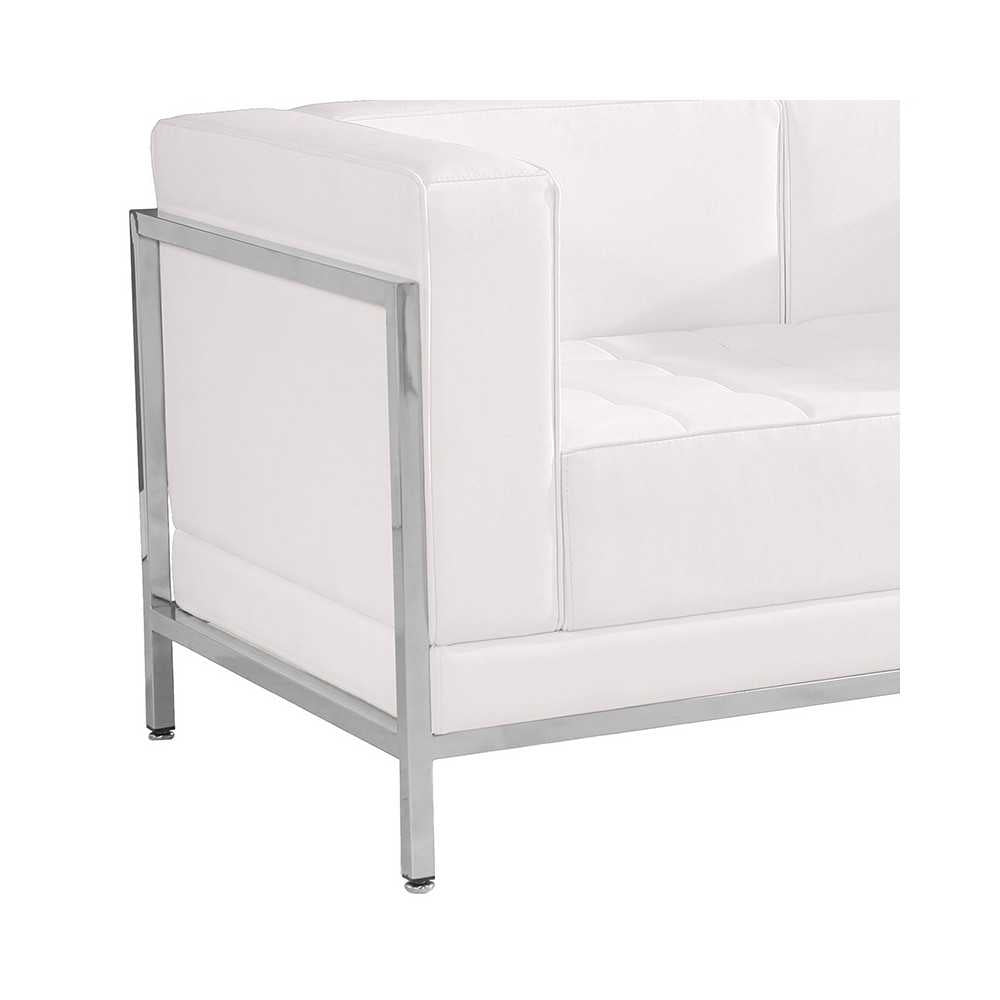 Contemporary Melrose White LeatherSoft Loveseat with Encasing Frame
