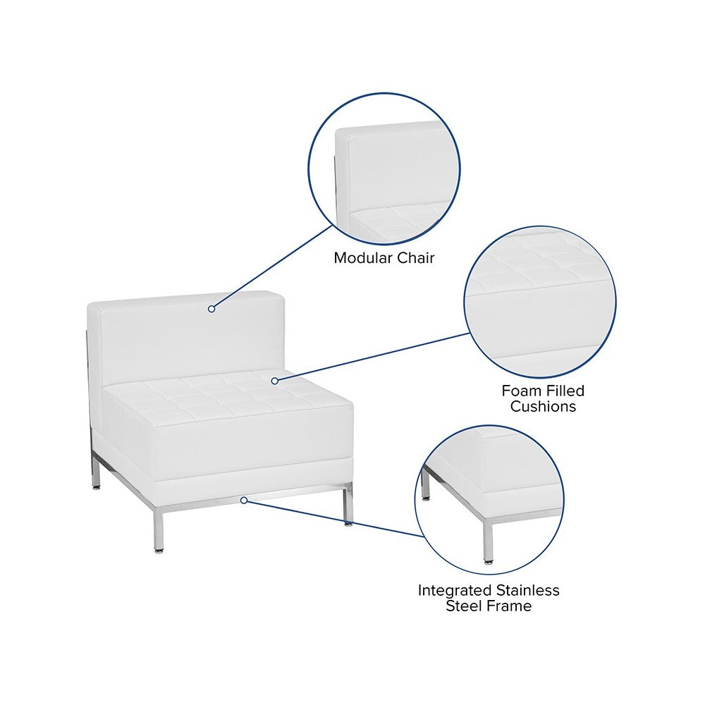 Contemporary Melrose White LeatherSoft Middle Chair
