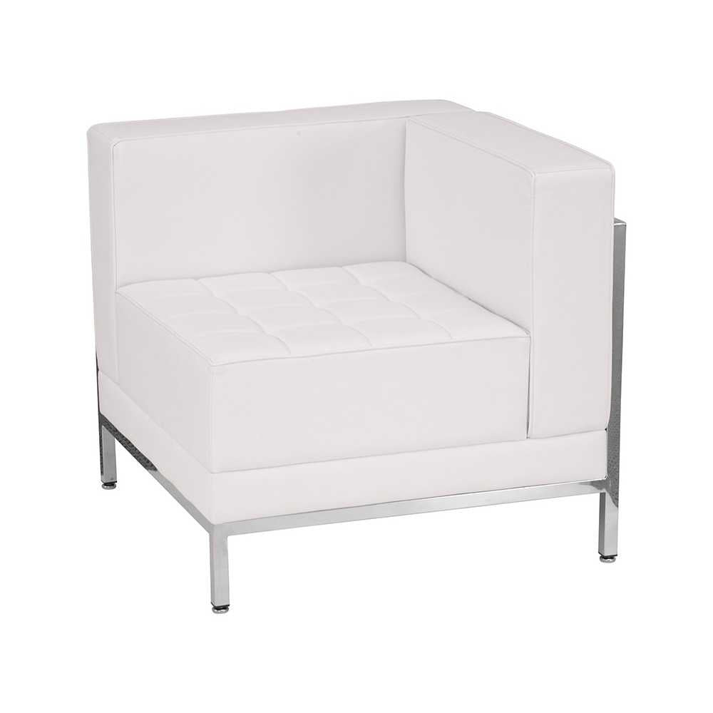 Contemporary Melrose White LeatherSoft Right Corner Chair with Encasing Frame