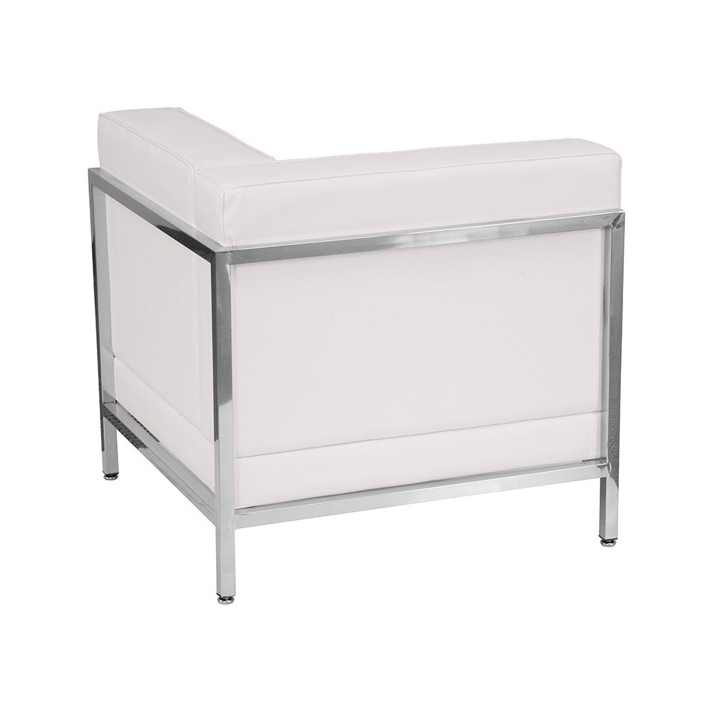 Contemporary Melrose White LeatherSoft Right Corner Chair with Encasing Frame