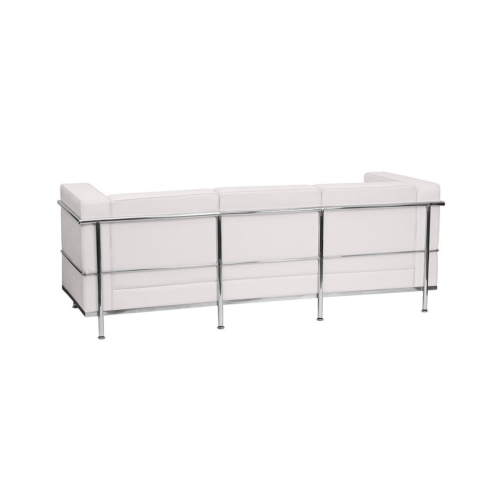 Contemporary Melrose White LeatherSoft Sofa with Encasing Frame