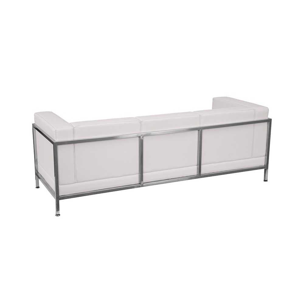 Contemporary Melrose White LeatherSoft Sofa with Encasing Frame