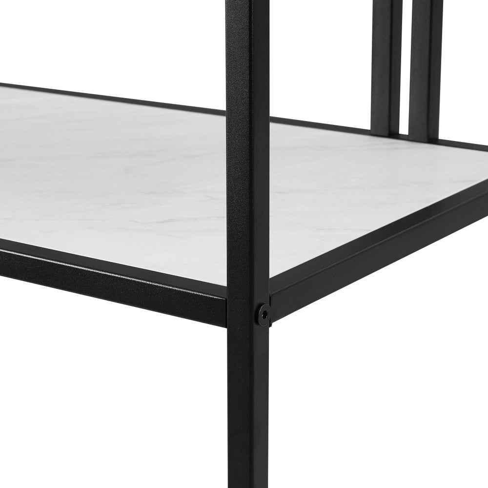 Contemporary Metal Arch Asymmetrical Faux Marble Bookshelf - White Faux Marble