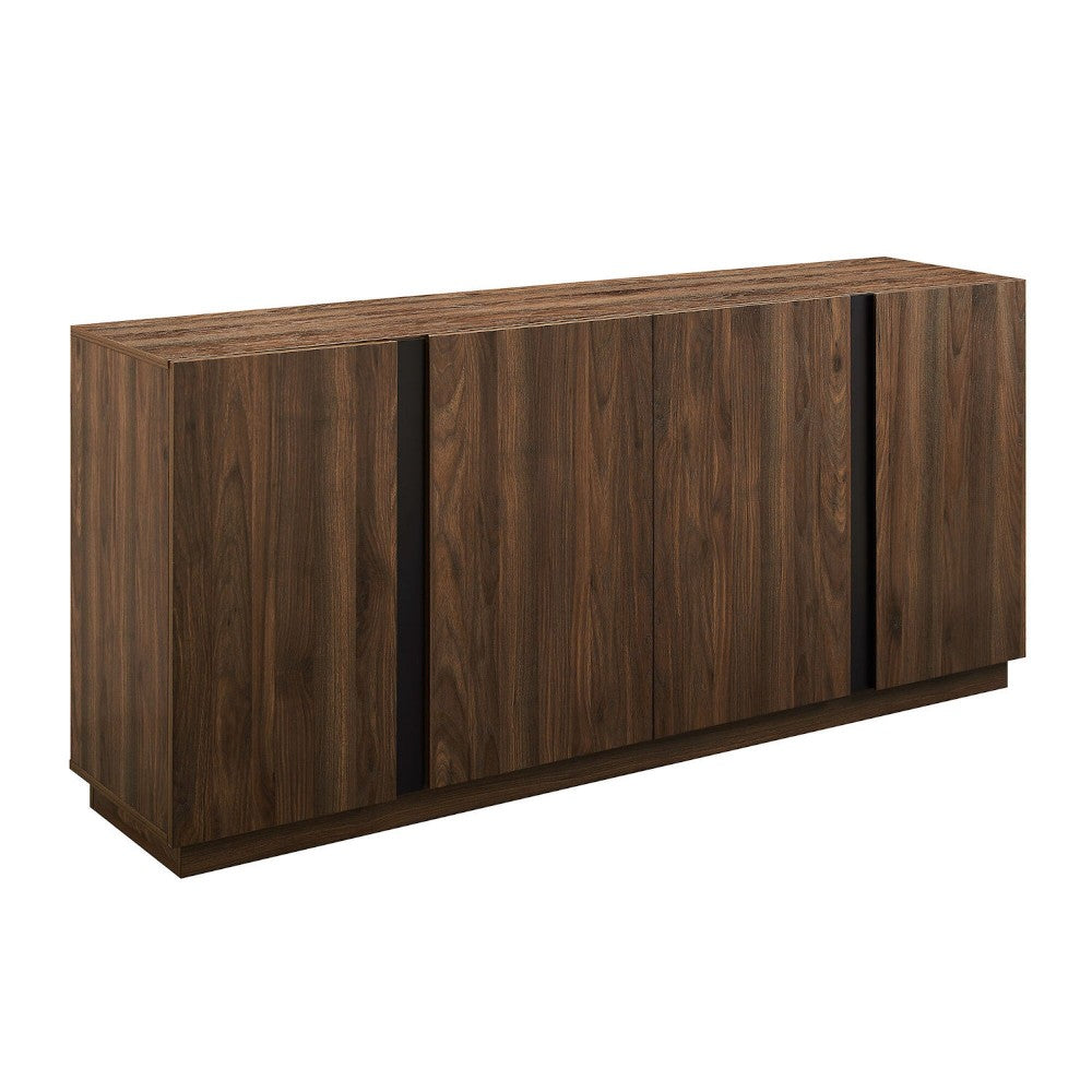 Contemporary Minimalist 4-Door Sideboard - Dark Walnut