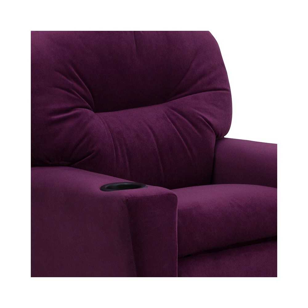 Contemporary Purple Microfiber Kids Recliner with Cup Holder