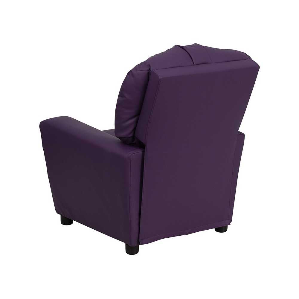 Contemporary Purple Vinyl Kids Recliner with Cup Holder
