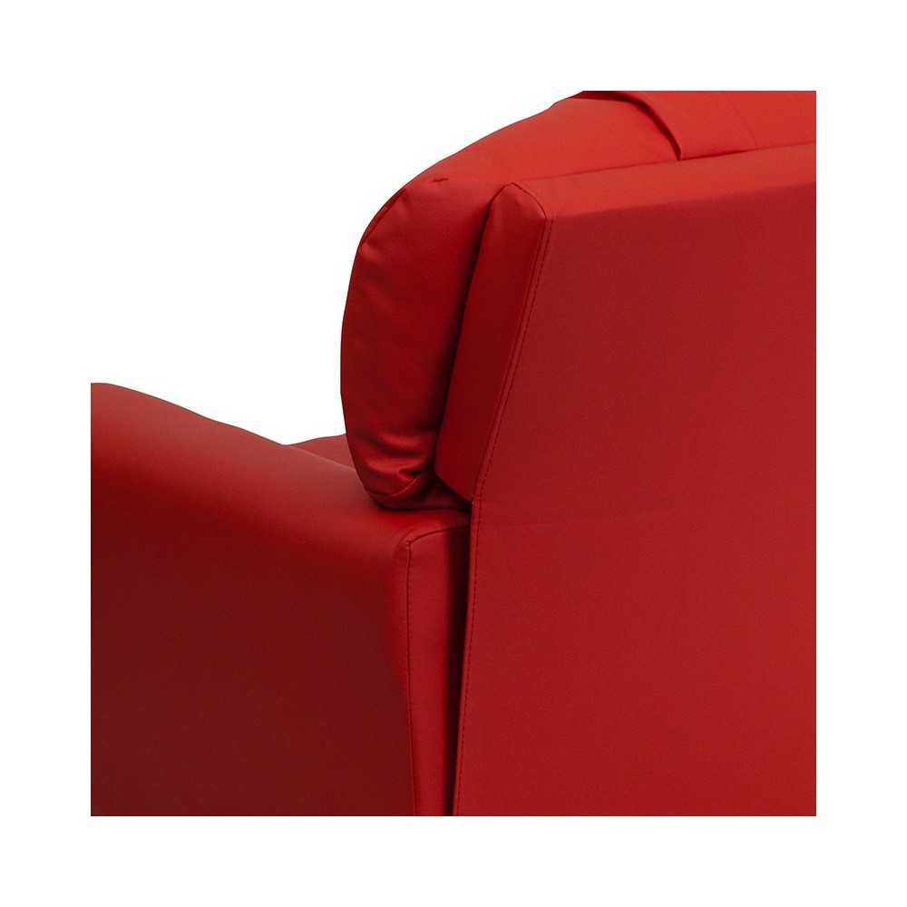 Contemporary Red Vinyl Kids Recliner with Cup Holder
