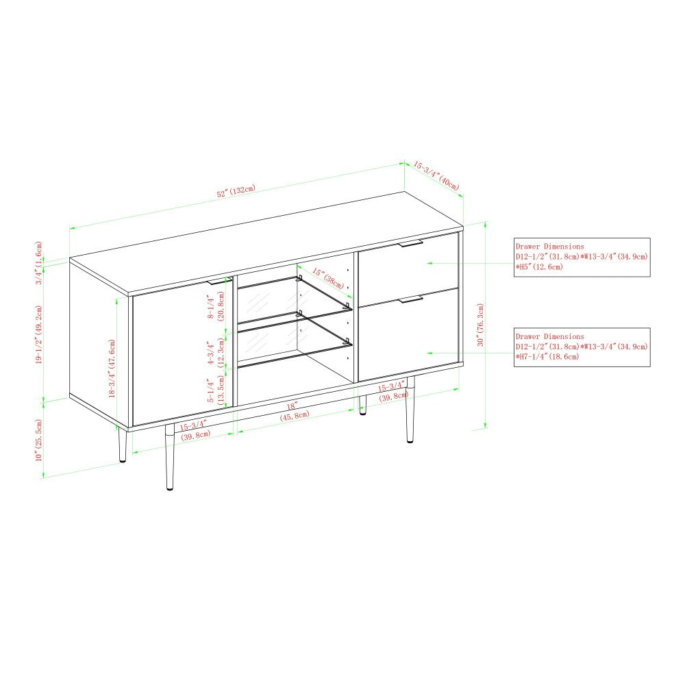 Contemporary Two-Tone Glass Shelf Sideboard - Slate Gray