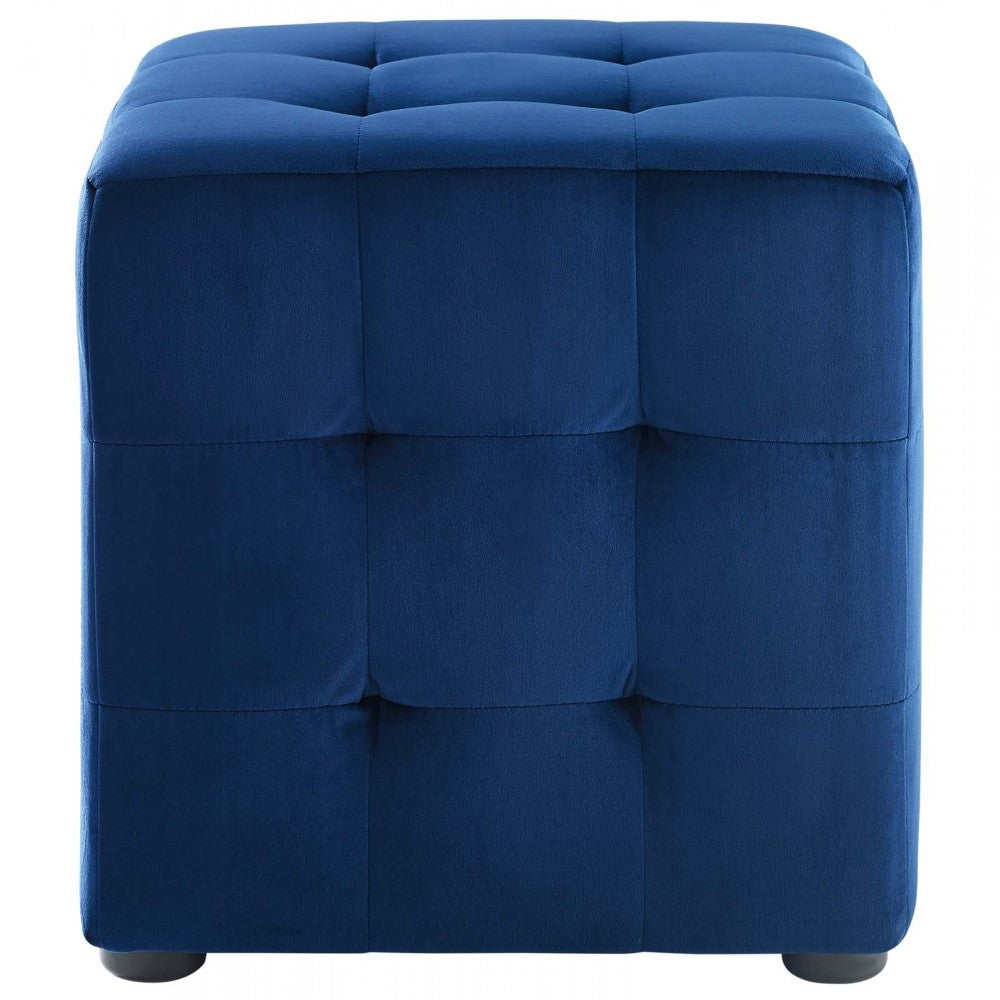 Contour Tufted Cube Performance Velvet Ottoman, Navy
