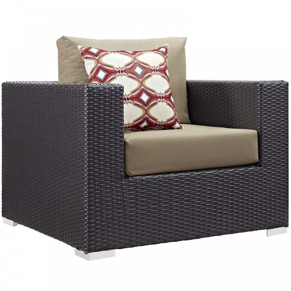 Convene 3 Piece Outdoor Patio Sofa Set, Espresso Mocha, EEI-2363-EXP-MOC-SET