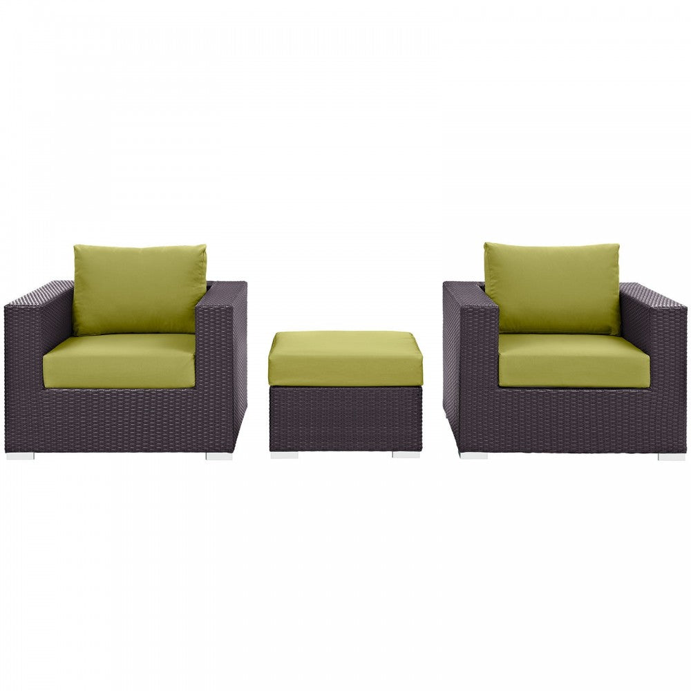 Convene 3 Piece Outdoor Patio Sofa Set, Espresso Peridot, EEI-2174-EXP-PER-SET