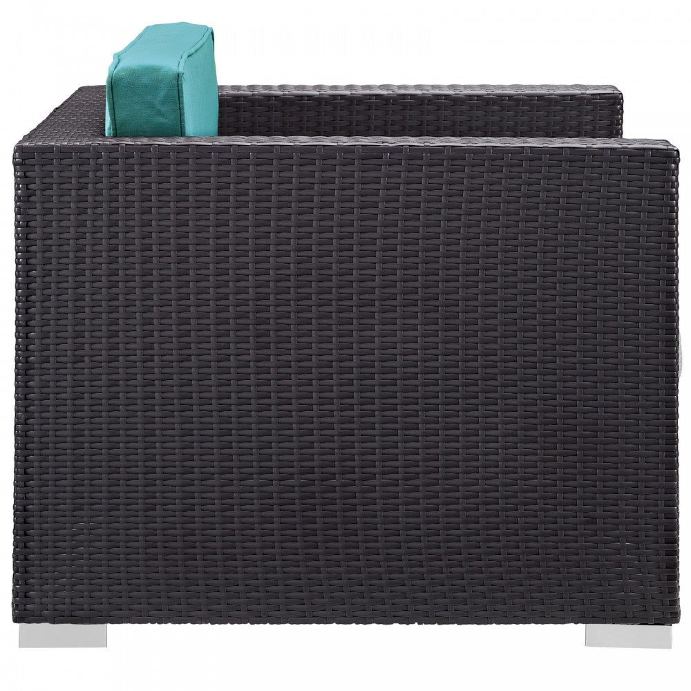 Convene 5 Piece Outdoor Patio Sectional Set, Espresso Turquoise, EEI-1809-EXP-TRQ-SET
