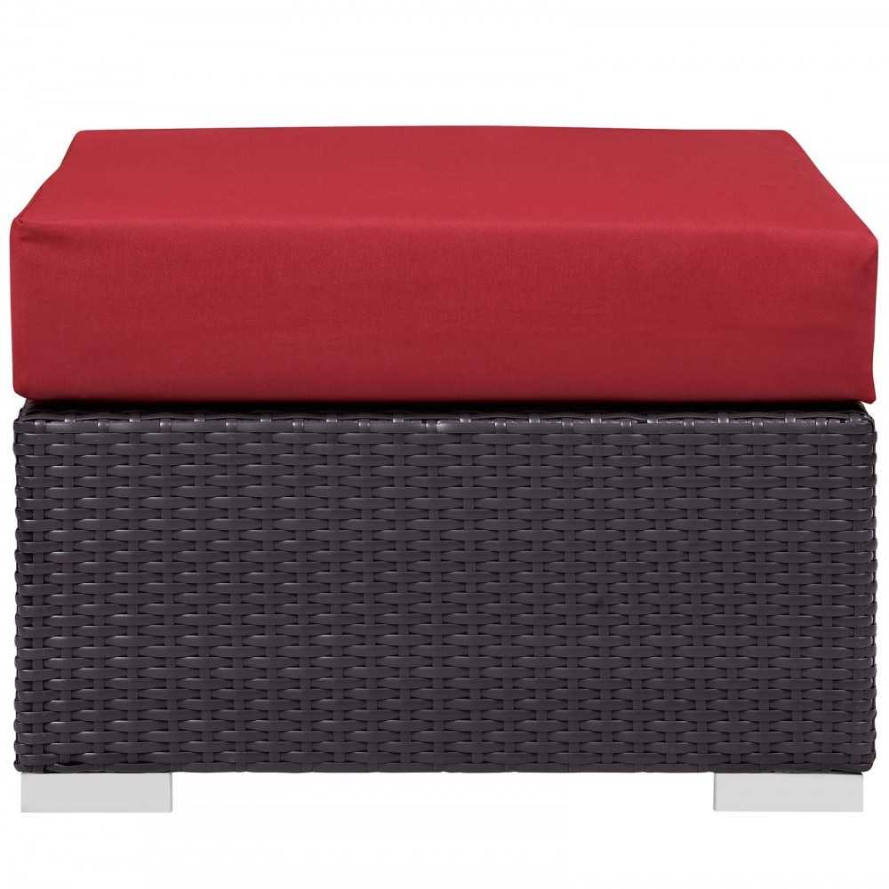 Convene 5 Piece Set Outdoor Patio with Fire Pit, Espresso Red, EEI-3726-EXP-RED-SET