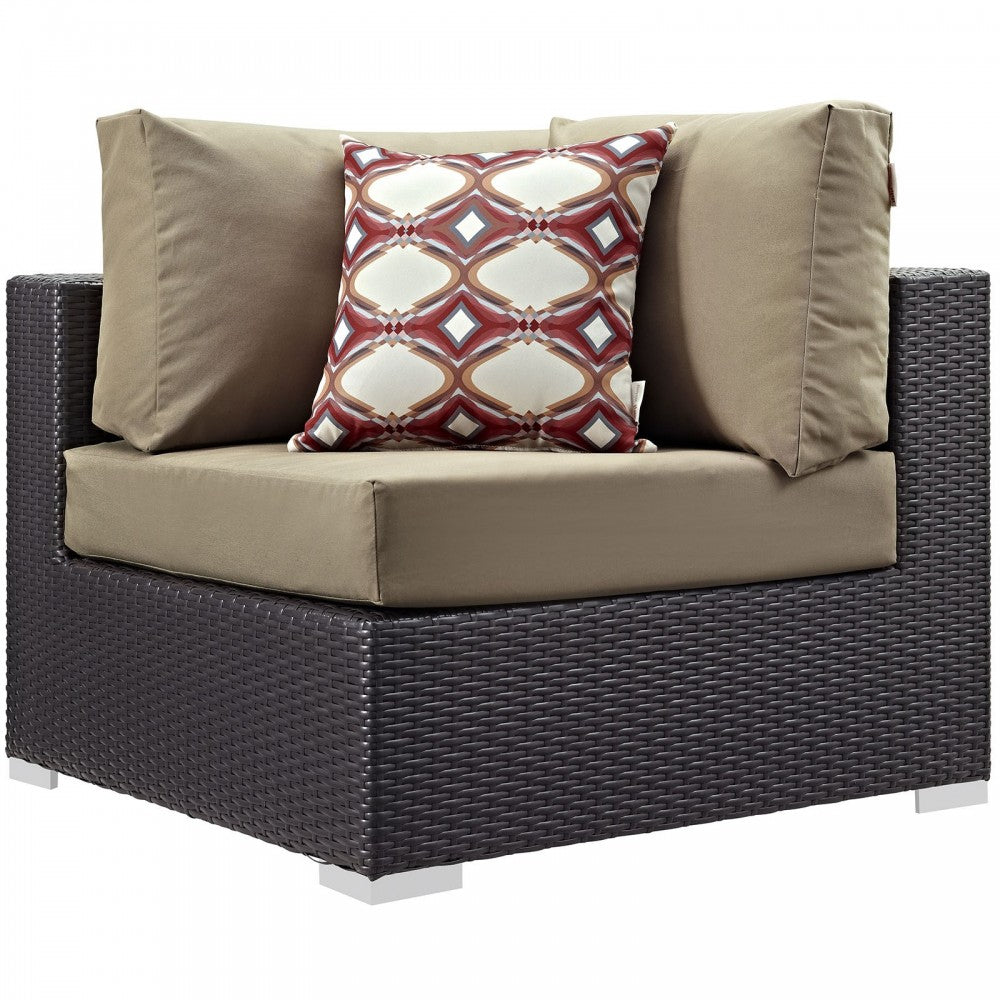 Convene 6 Piece Outdoor Patio Sectional Set, Espresso Mocha, EEI-2372-EXP-MOC-SET