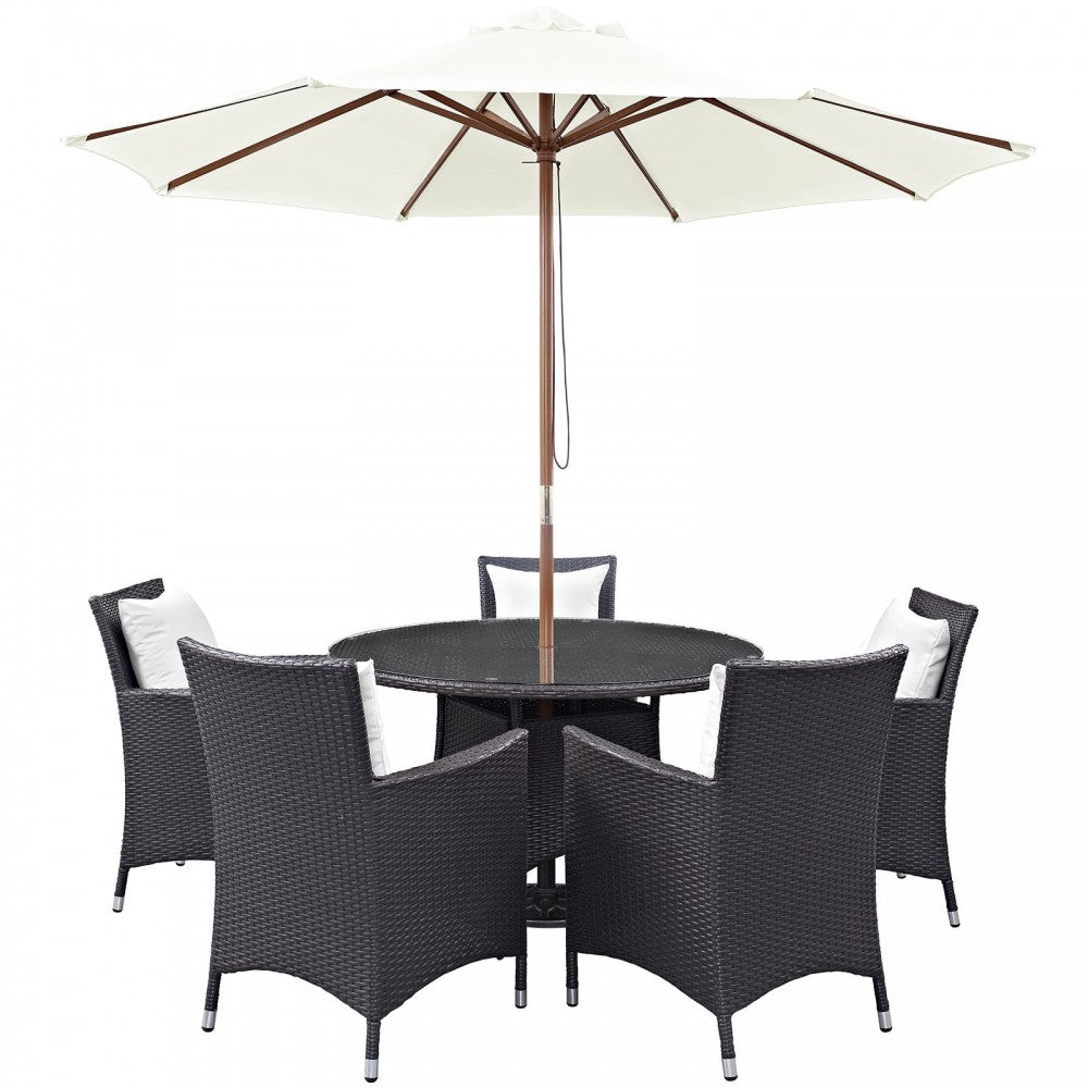 Convene 7 Piece Outdoor Patio Dining Set, Espresso White, EEI-2193-EXP-WHI-SET