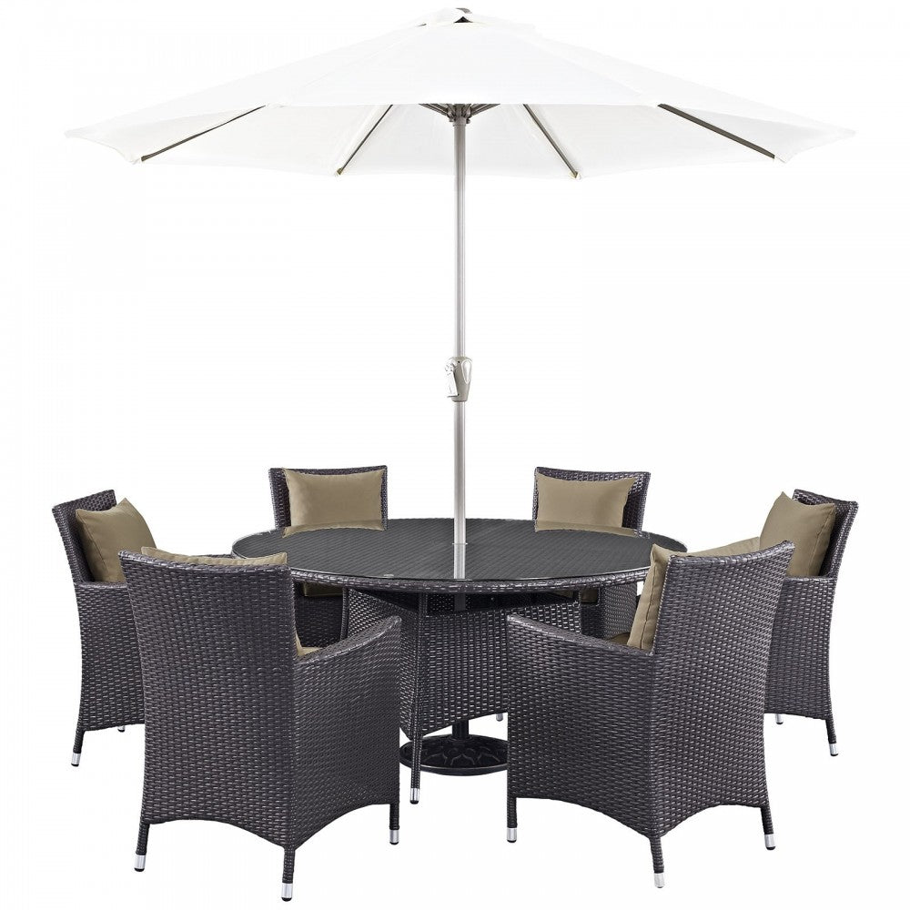 Convene 8 Piece Outdoor Patio Dining Set, Espresso Mocha