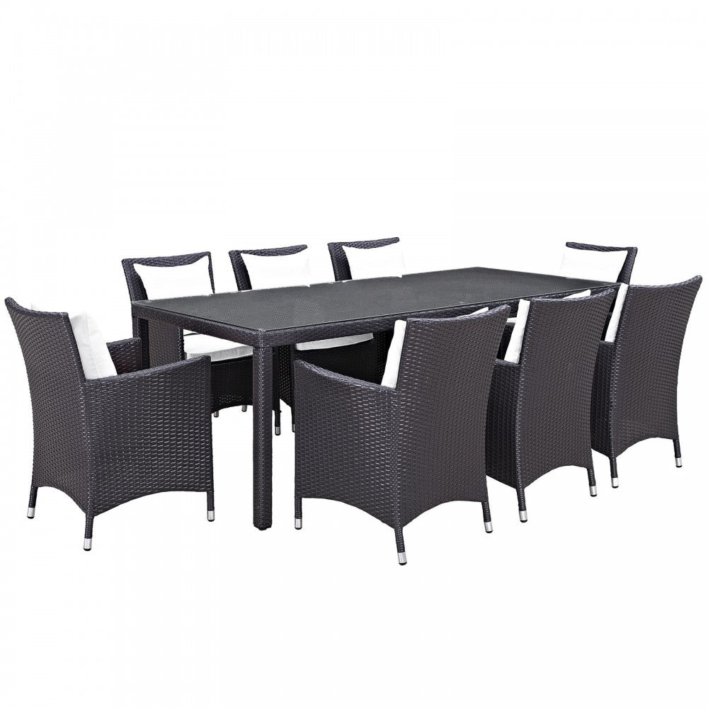 Convene 9 Piece Outdoor Patio Dining Set, Espresso White