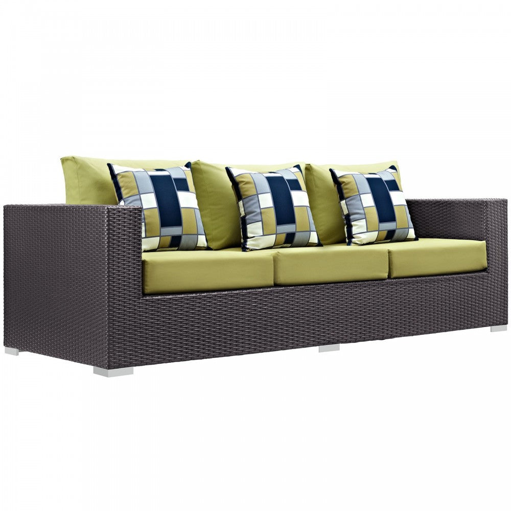 Convene 9 Piece Outdoor Patio Sofa Set, Espresso Peridot, EEI-2354-EXP-PER-SET