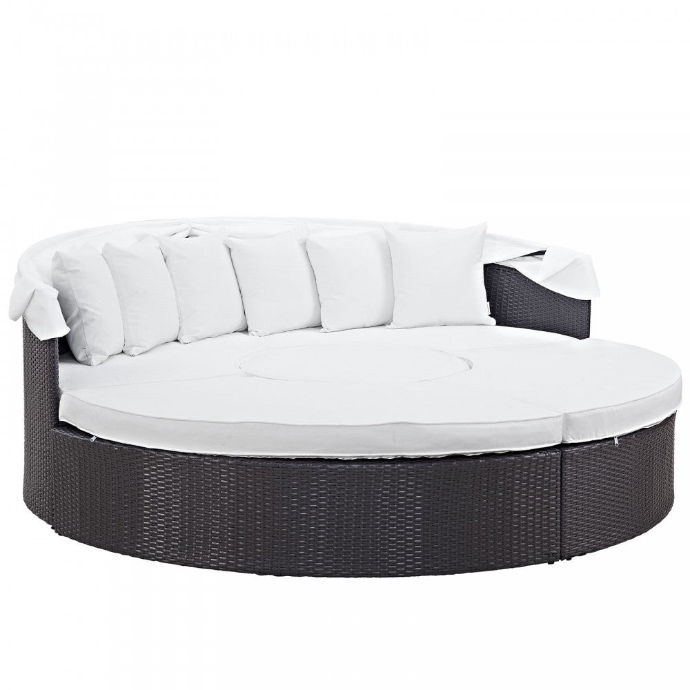 Convene Canopy Outdoor Patio Daybed, Espresso White, EEI-2173-EXP-WHI-SET